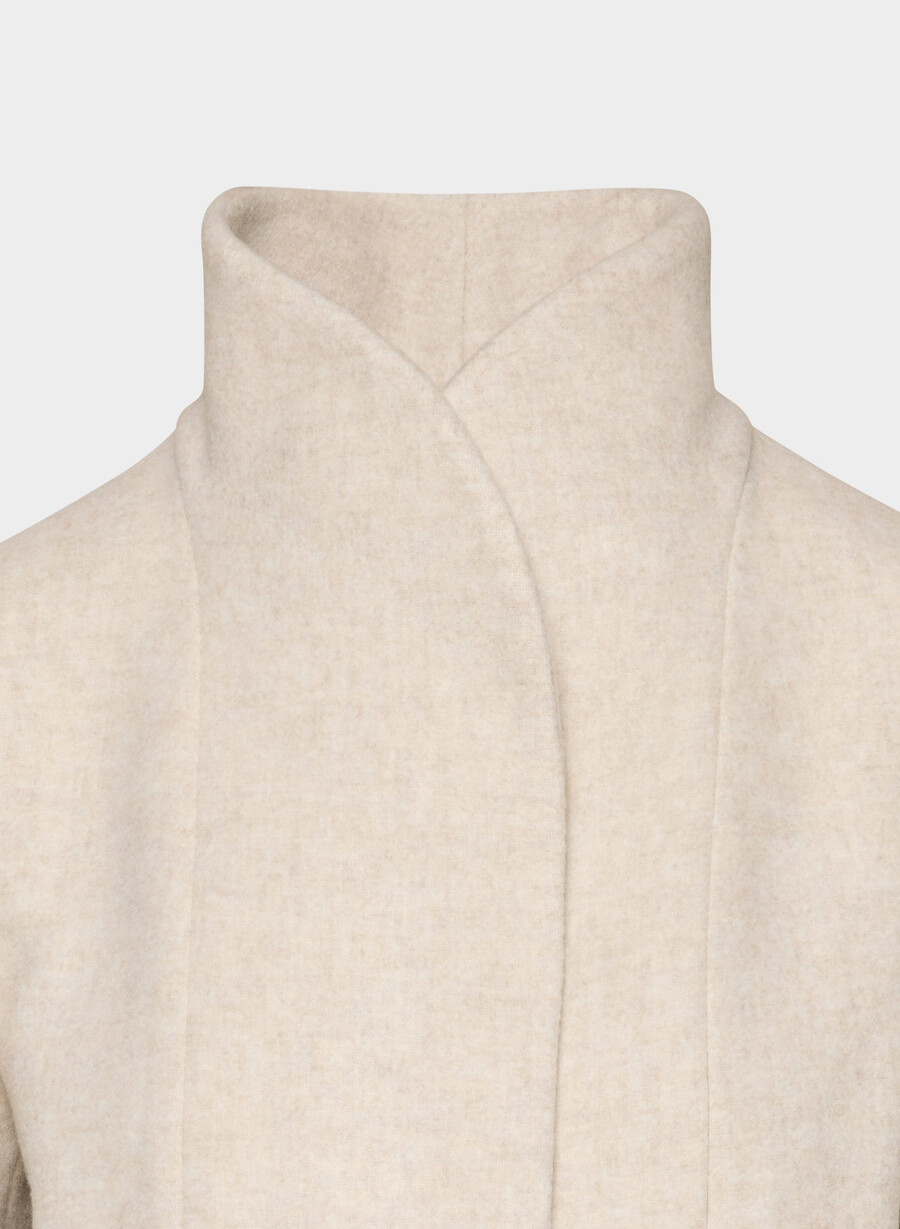 der cocoon-mantel – luxuriöser wollkaschmir heather light oatmeal