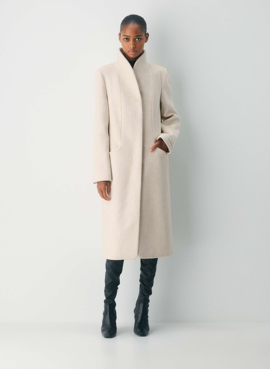 der cocoon-langmantel – luxuriöser wollkaschmir heather light oatmeal