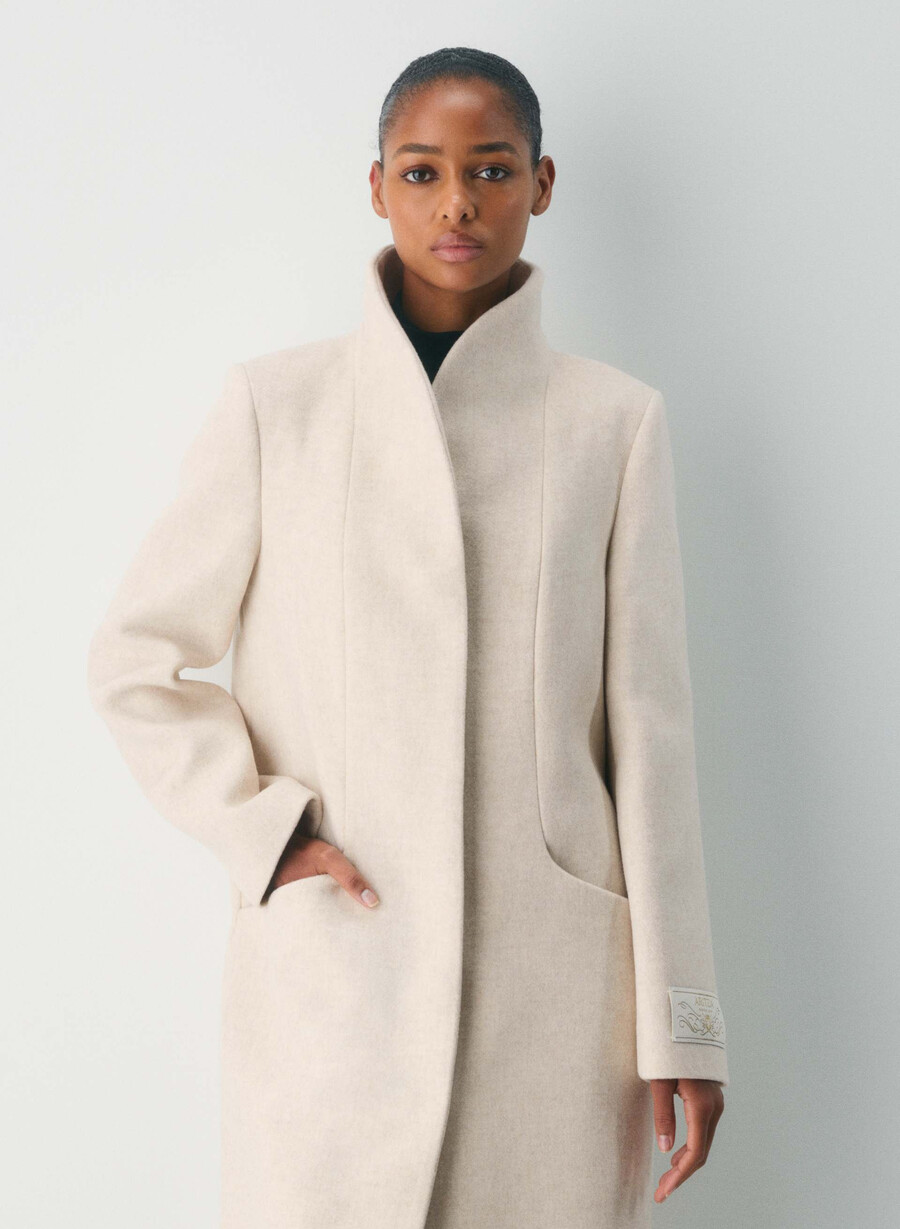 der cocoon-langmantel – luxuriöser wollkaschmir heather light oatmeal