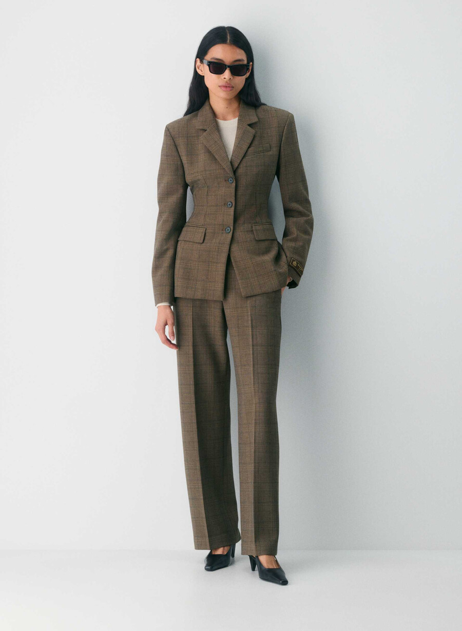 new agency lo-rise pant - reessential tyson chk browntaup