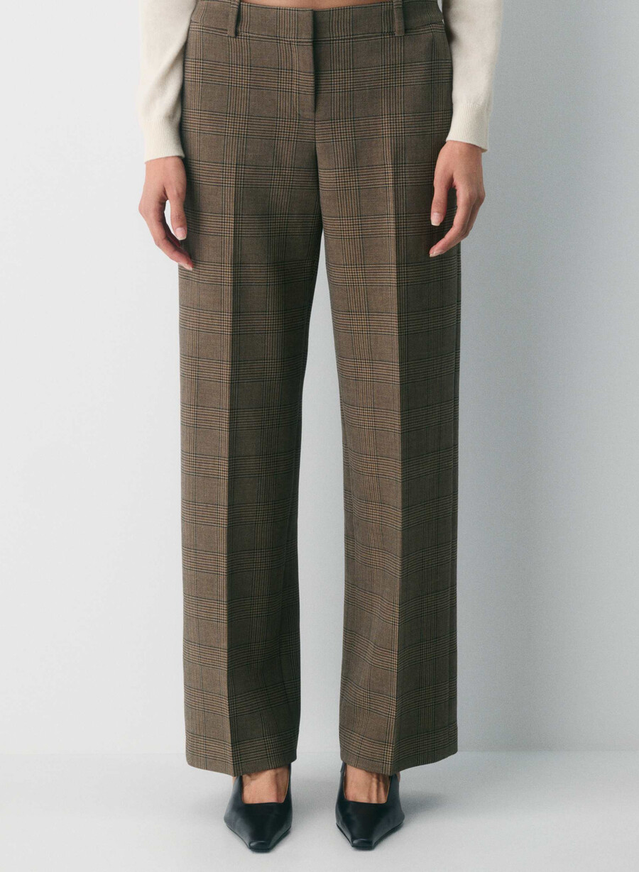 new agency lo-rise pant - reessential tyson chk browntaup