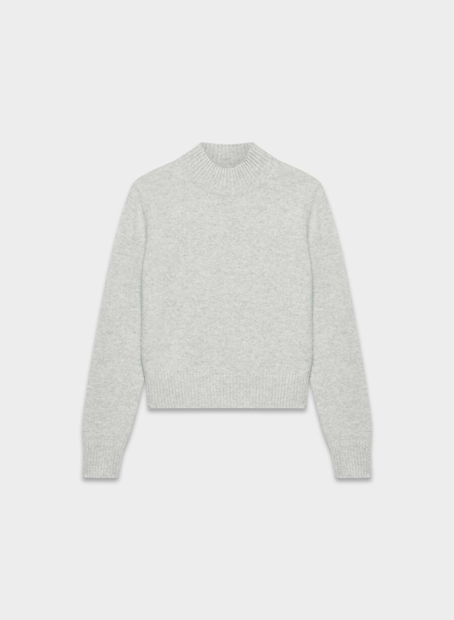 essential cashmere shrunken mockneck heather chrome
