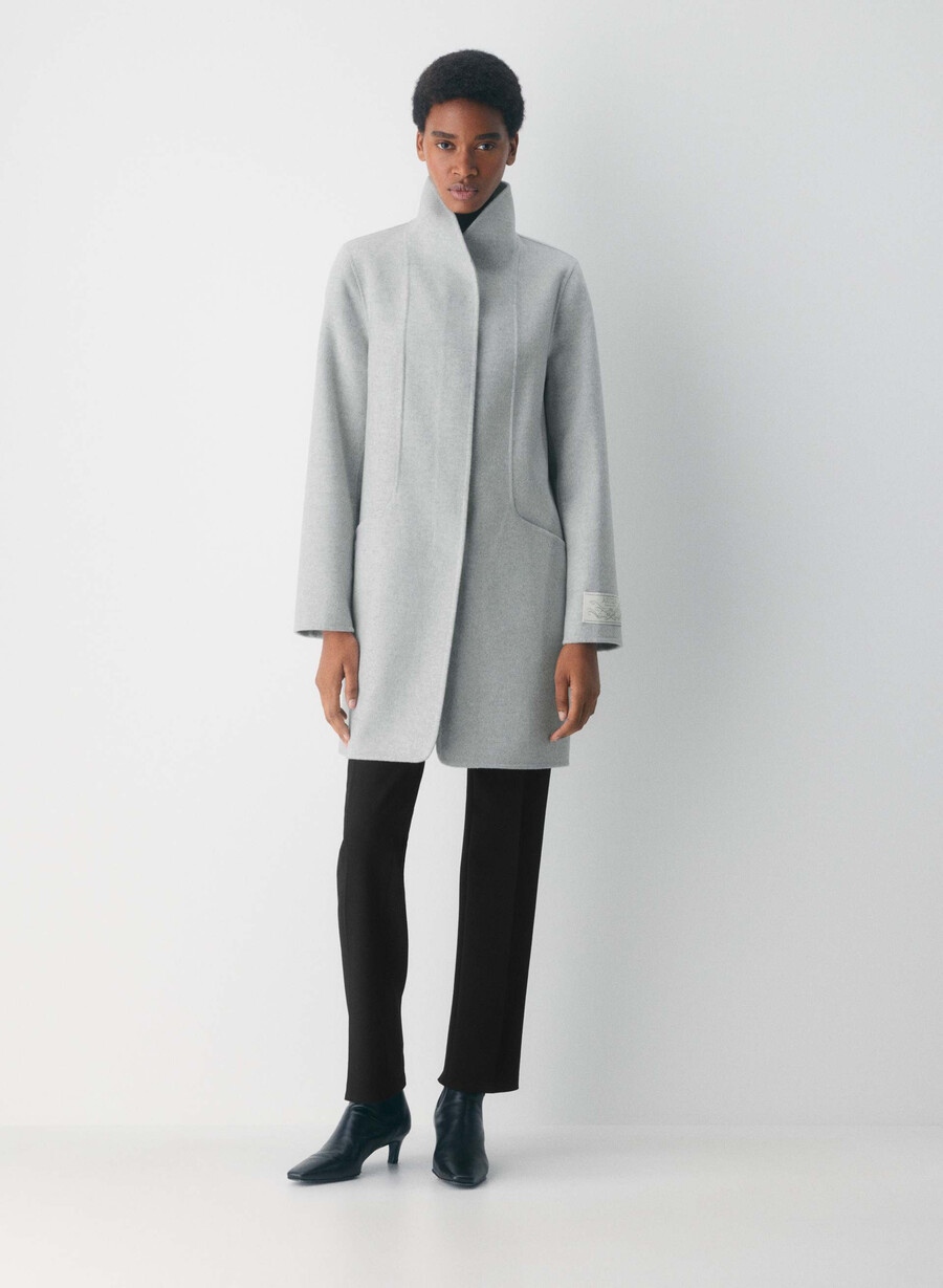der doppelseitige cocoon-mantel – luxe rewool heather chrome