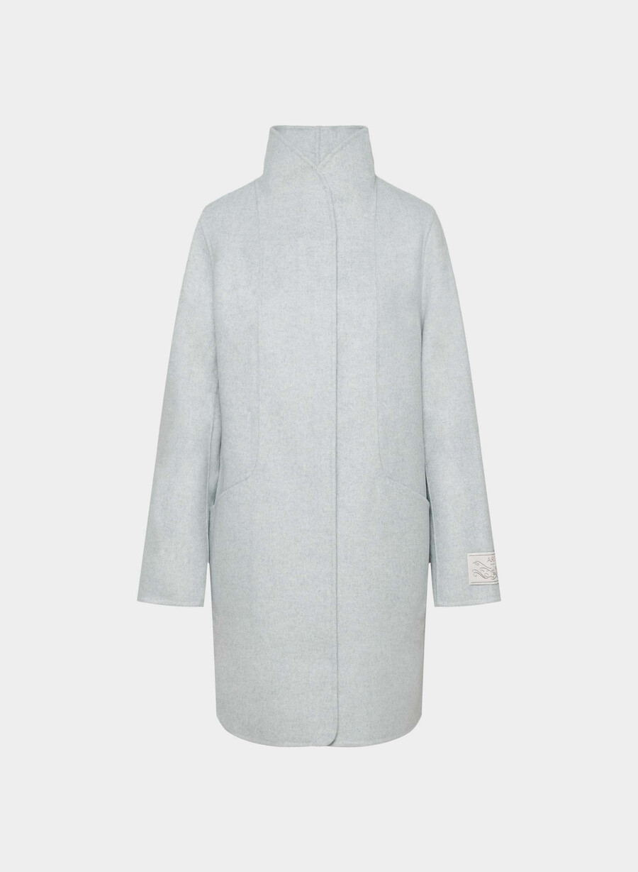 der doppelseitige cocoon-mantel – luxe rewool heather chrome