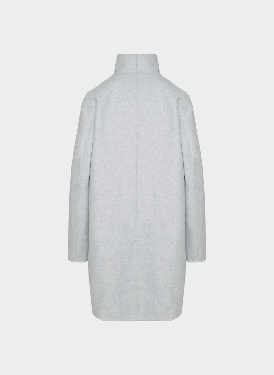 der doppelseitige cocoon-mantel – luxe rewool heather chrome