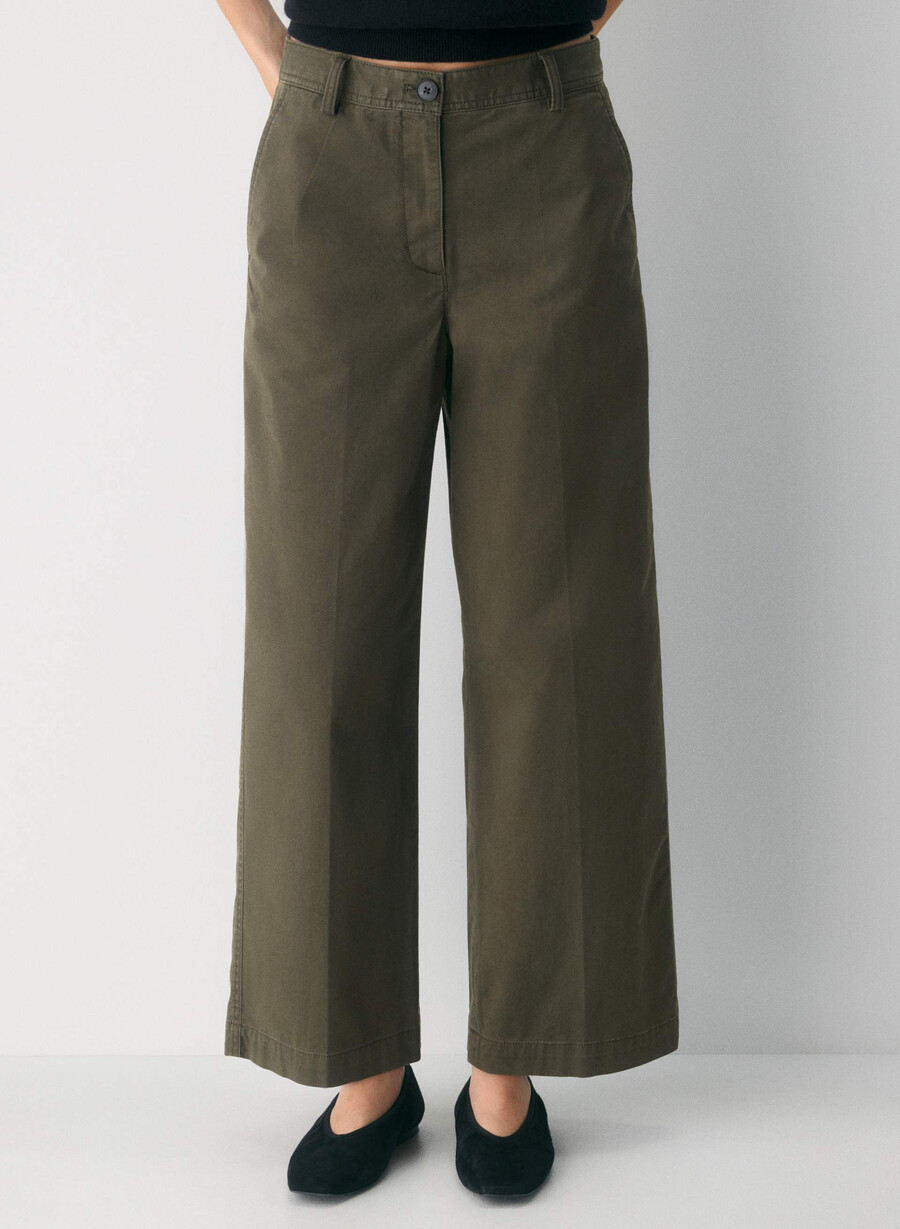 chino relaxed hi-rise wide pant washed dark olive