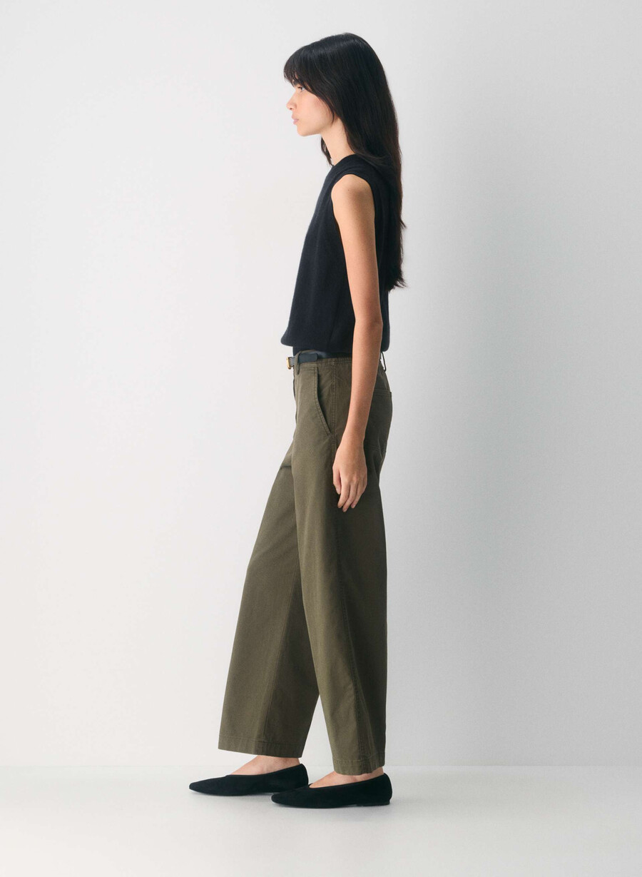 chino relaxed hi-rise wide pant washed dark olive