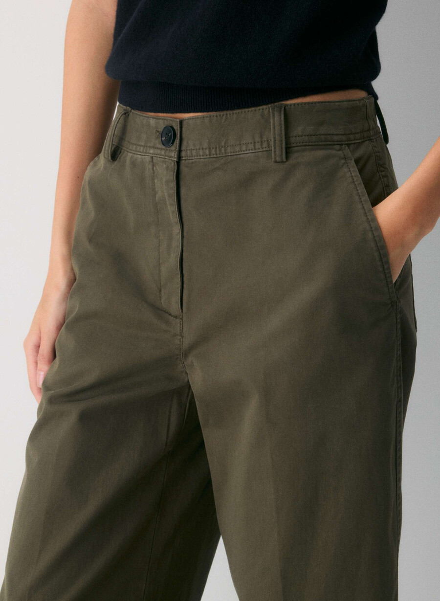 chino relaxed hi-rise wide pant washed dark olive