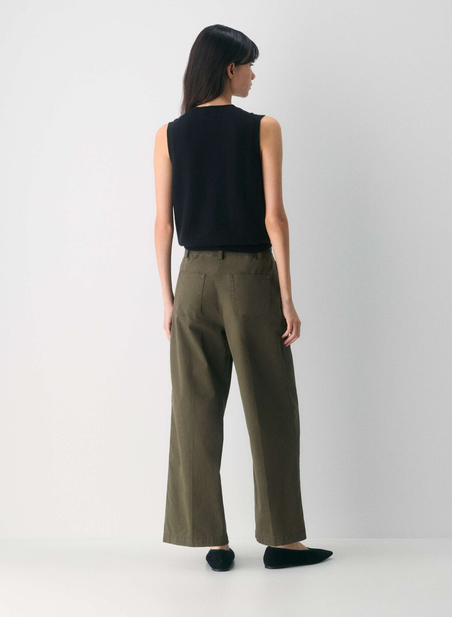 chino relaxed hi-rise wide pant washed dark olive
