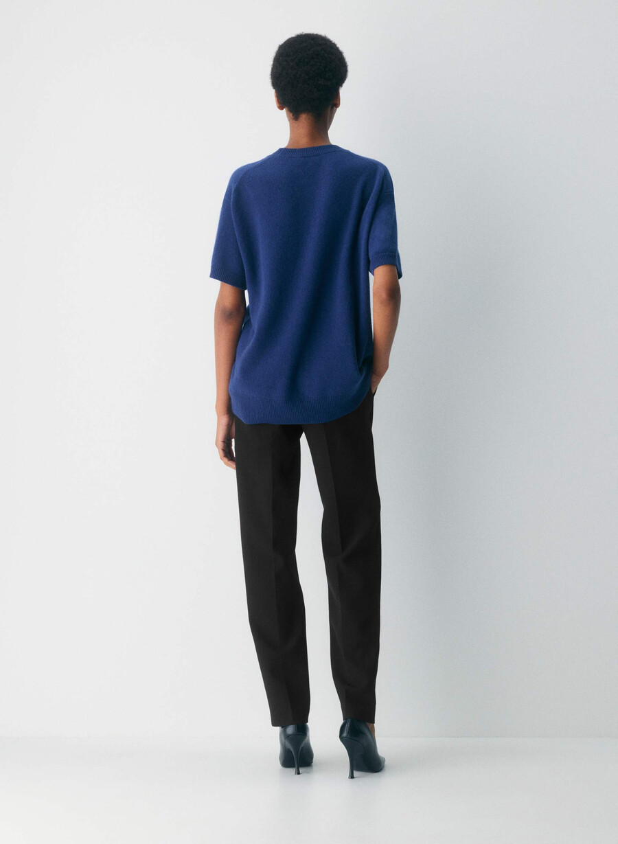feather cashmere relaxed kurzarmpullover byron blue