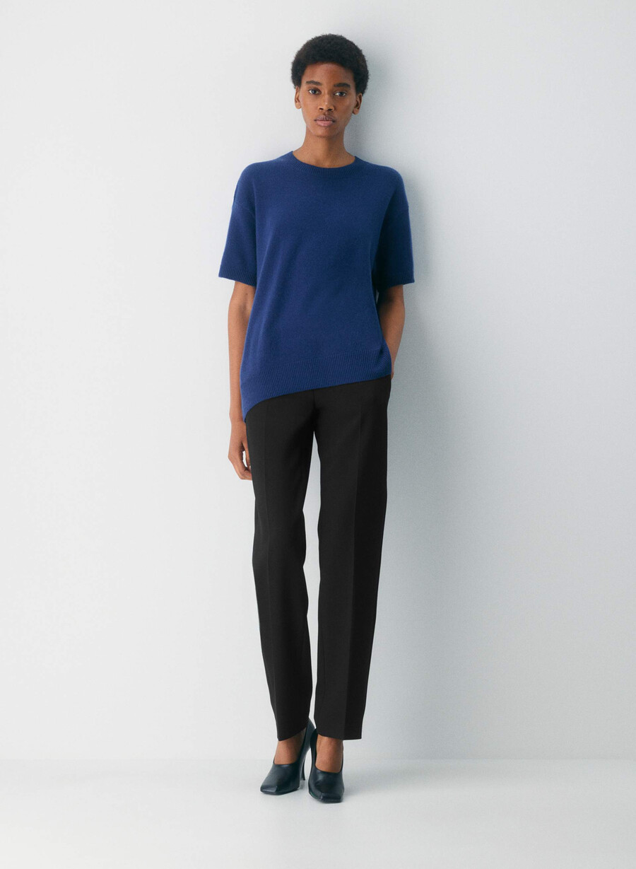 feather cashmere relaxed kurzarmpullover byron blue