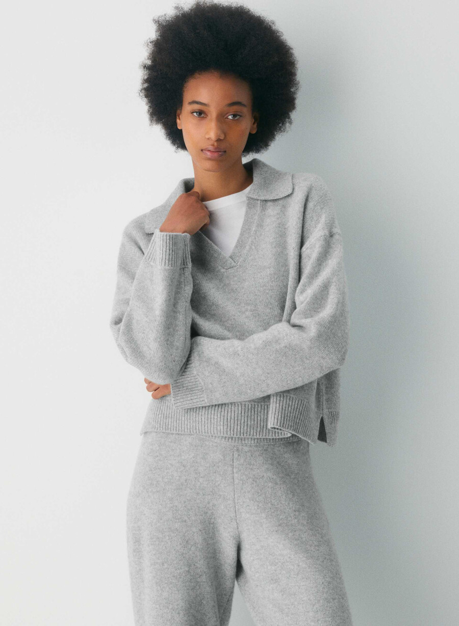 analog polo sweater heather chrome