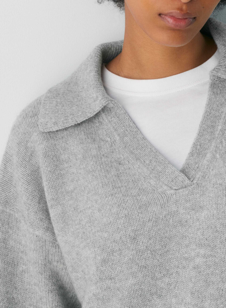 analog polo sweater heather chrome