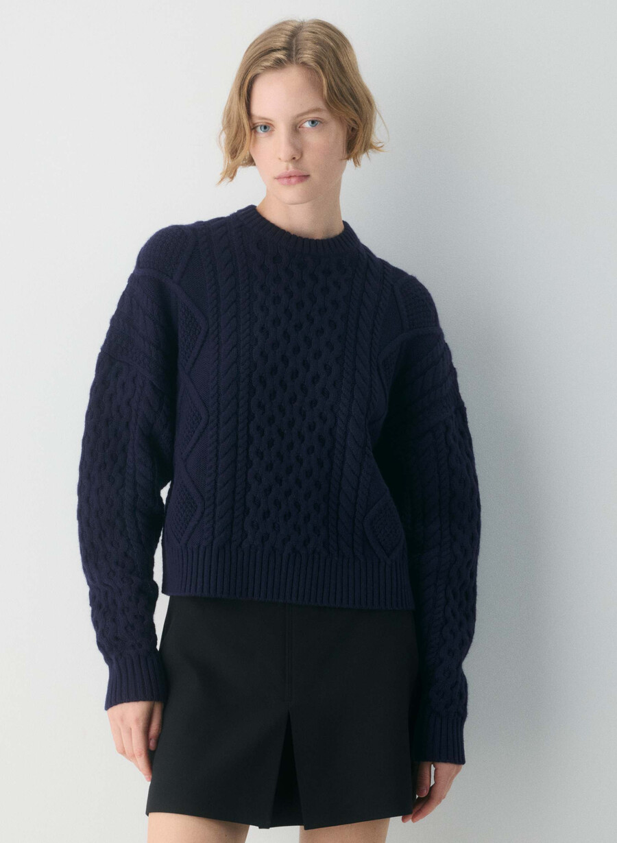 heritage strickpullover aus merinowolle mit rundhalsausschnitt und hohem bund admiral