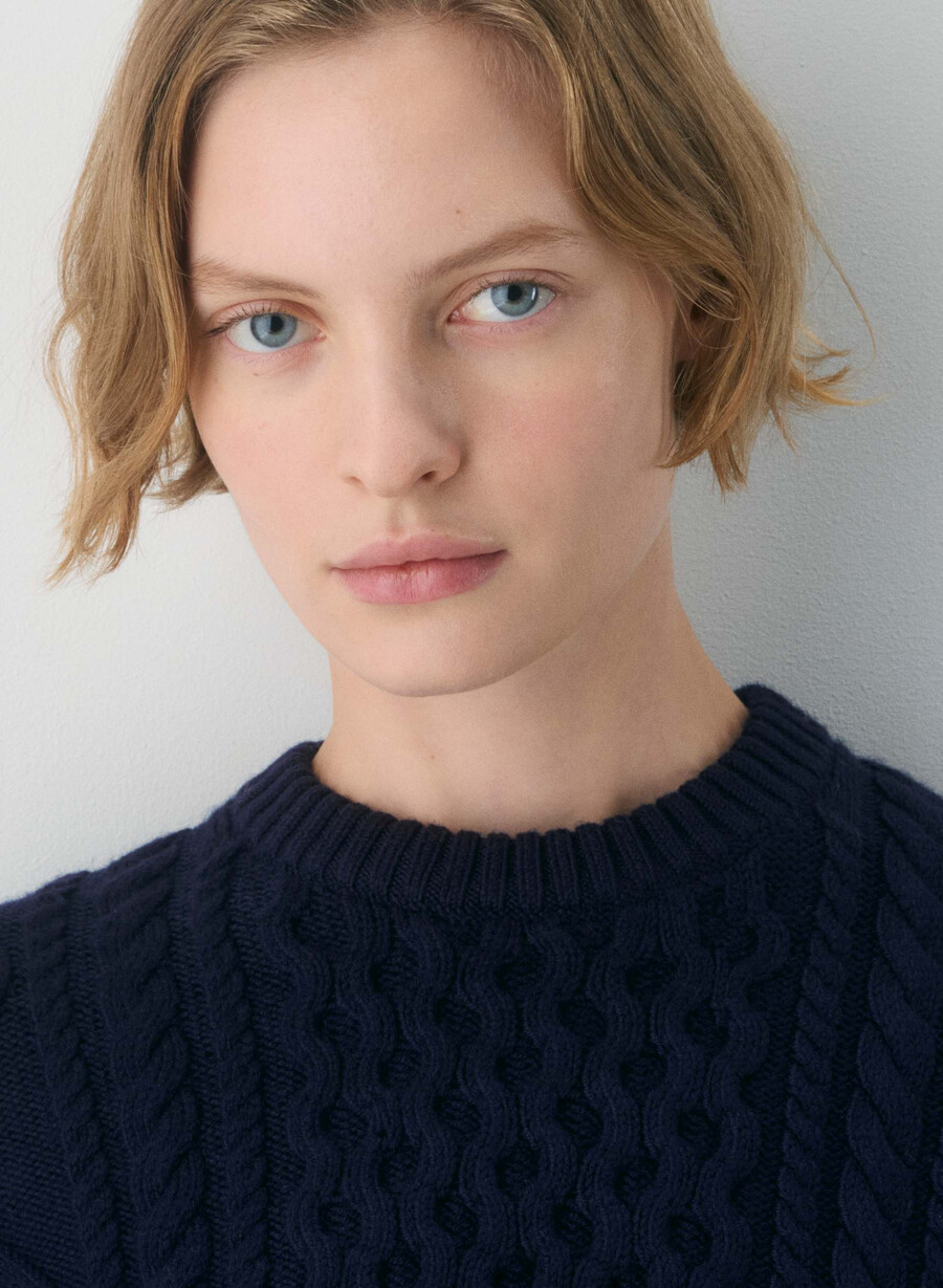 heritage strickpullover aus merinowolle mit rundhalsausschnitt und hohem bund admiral