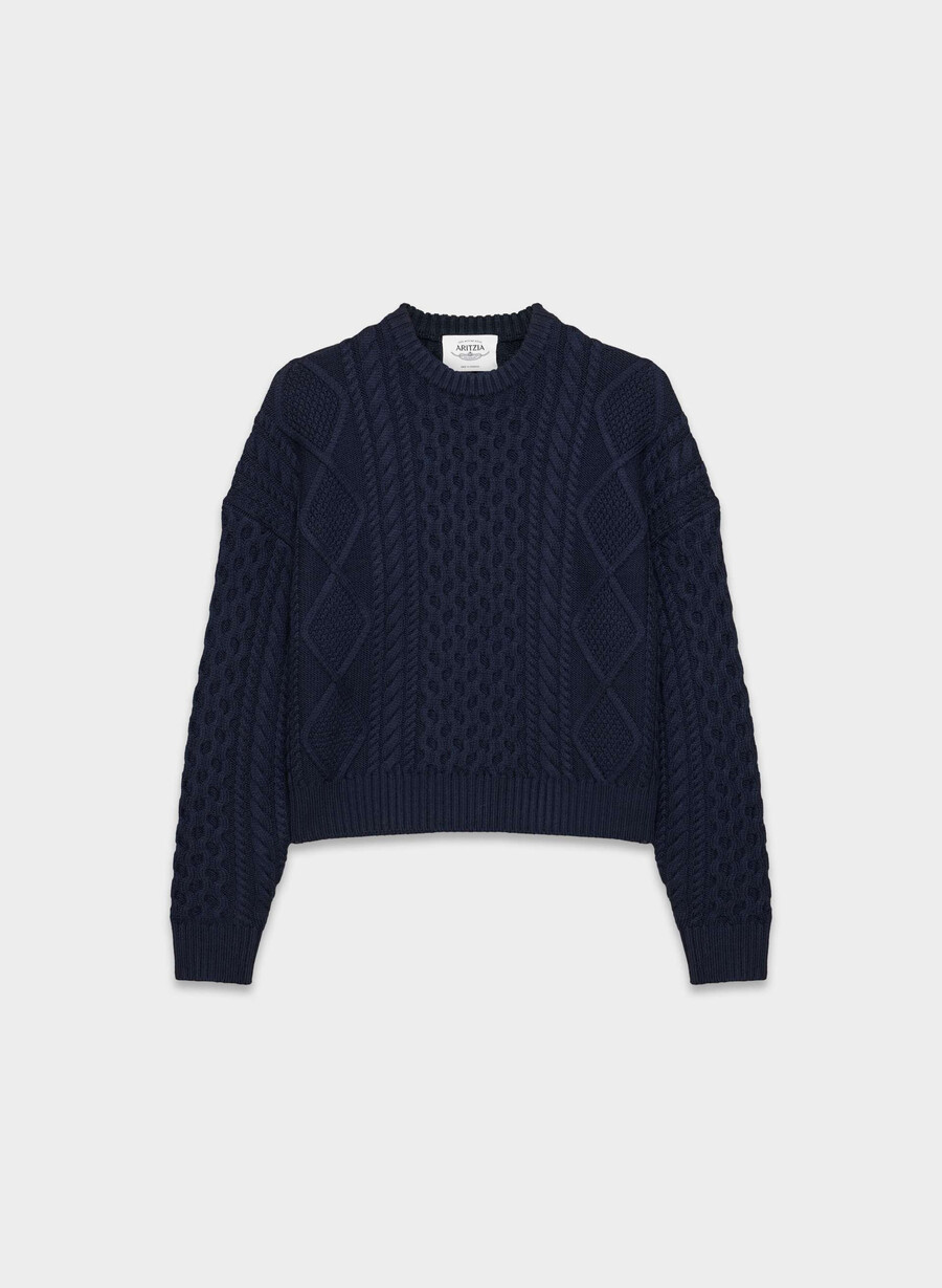 heritage strickpullover aus merinowolle mit rundhalsausschnitt und hohem bund admiral