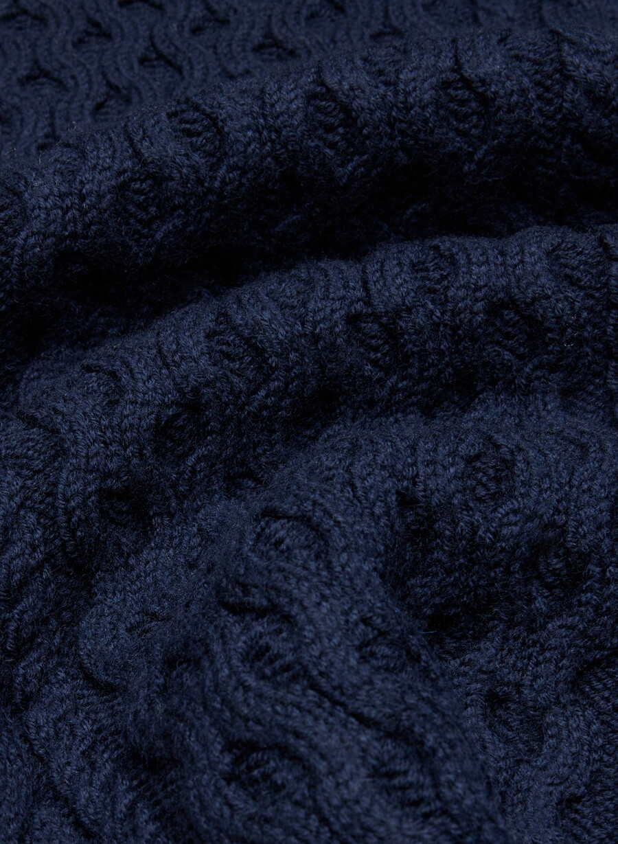heritage strickpullover aus merinowolle mit rundhalsausschnitt und hohem bund admiral
