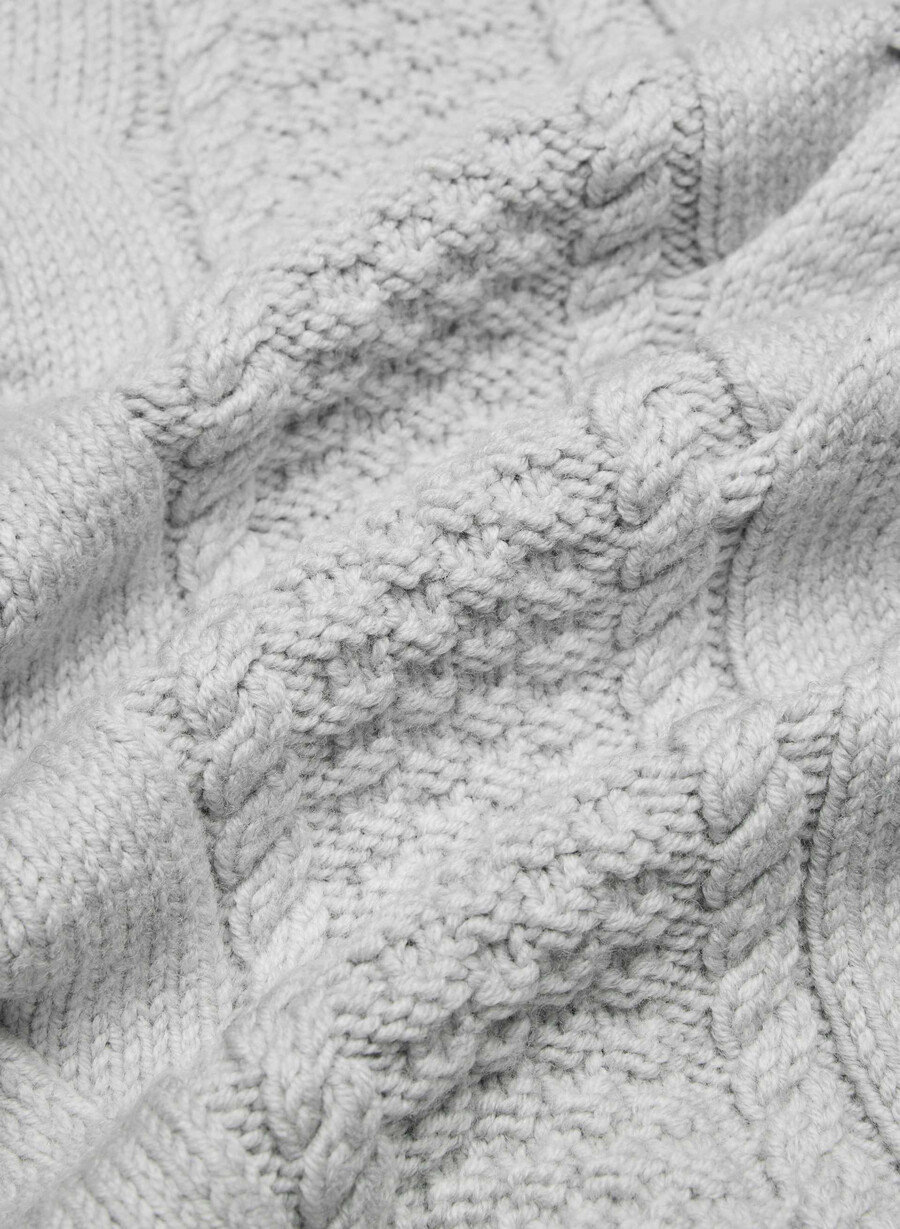 heritage strickpullover aus merinowolle rundhalsausschnitt hochgeschnitten meliertes chrom