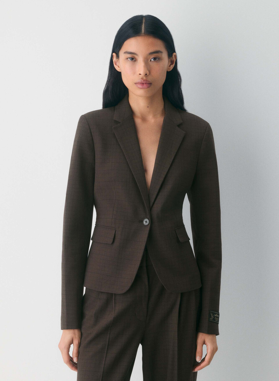 etikette-blazer - twill sanford chk rm brblk