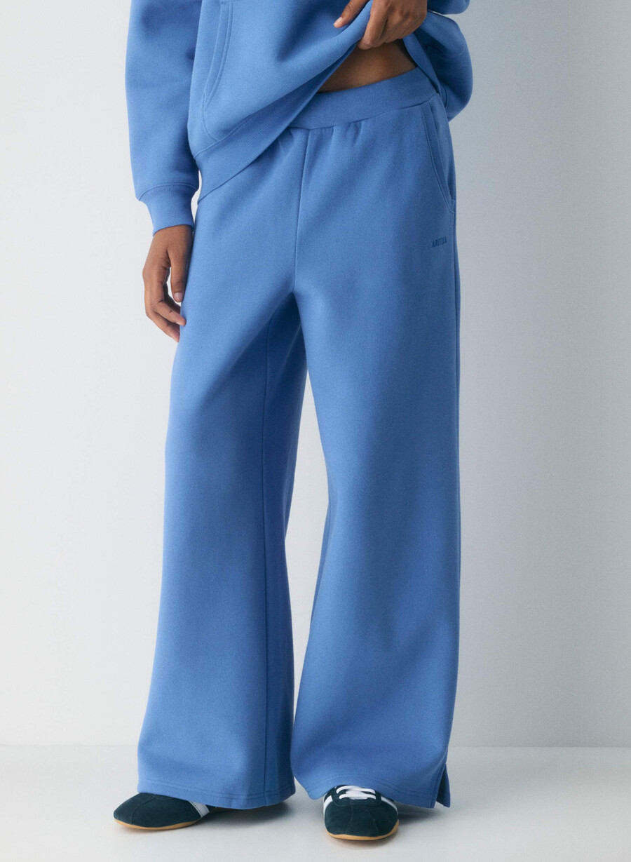 gemütliche fleece-sweathose mit bündchen französischblau