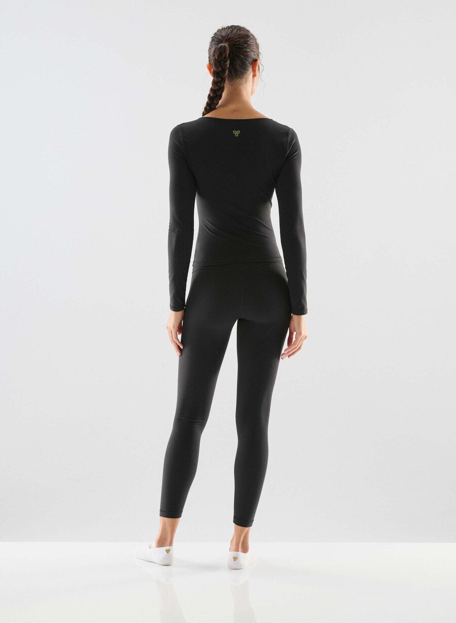 butter essential v-ausschnitt langarmshirt schwarz