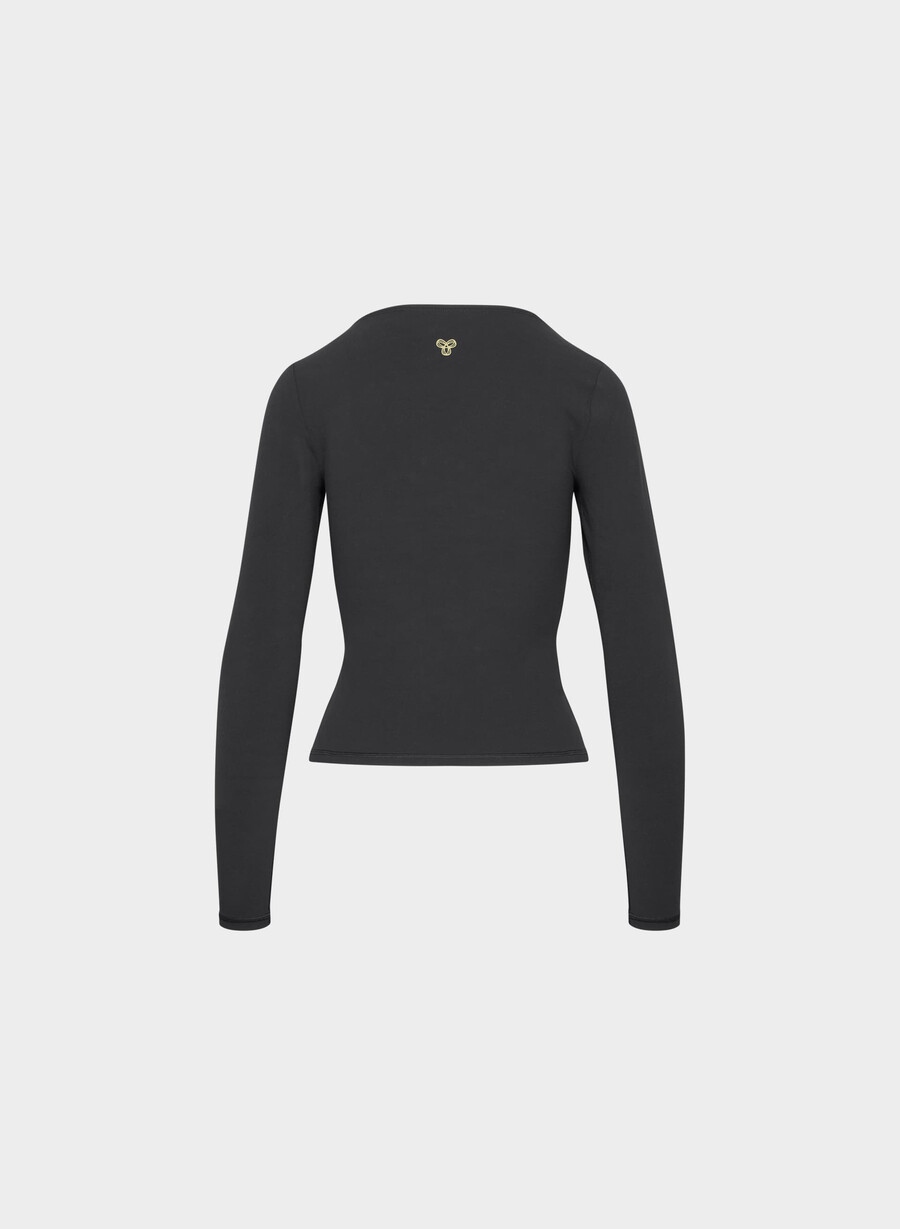 butter essential v-ausschnitt langarmshirt schwarz