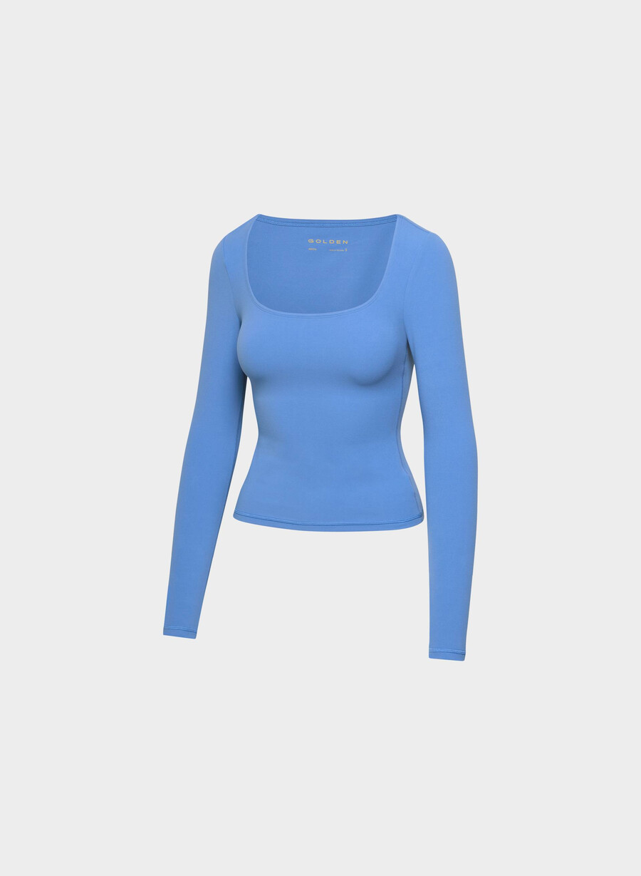 butter essential langarmshirt mit quadratischem ausschnitt franzÖsischblau