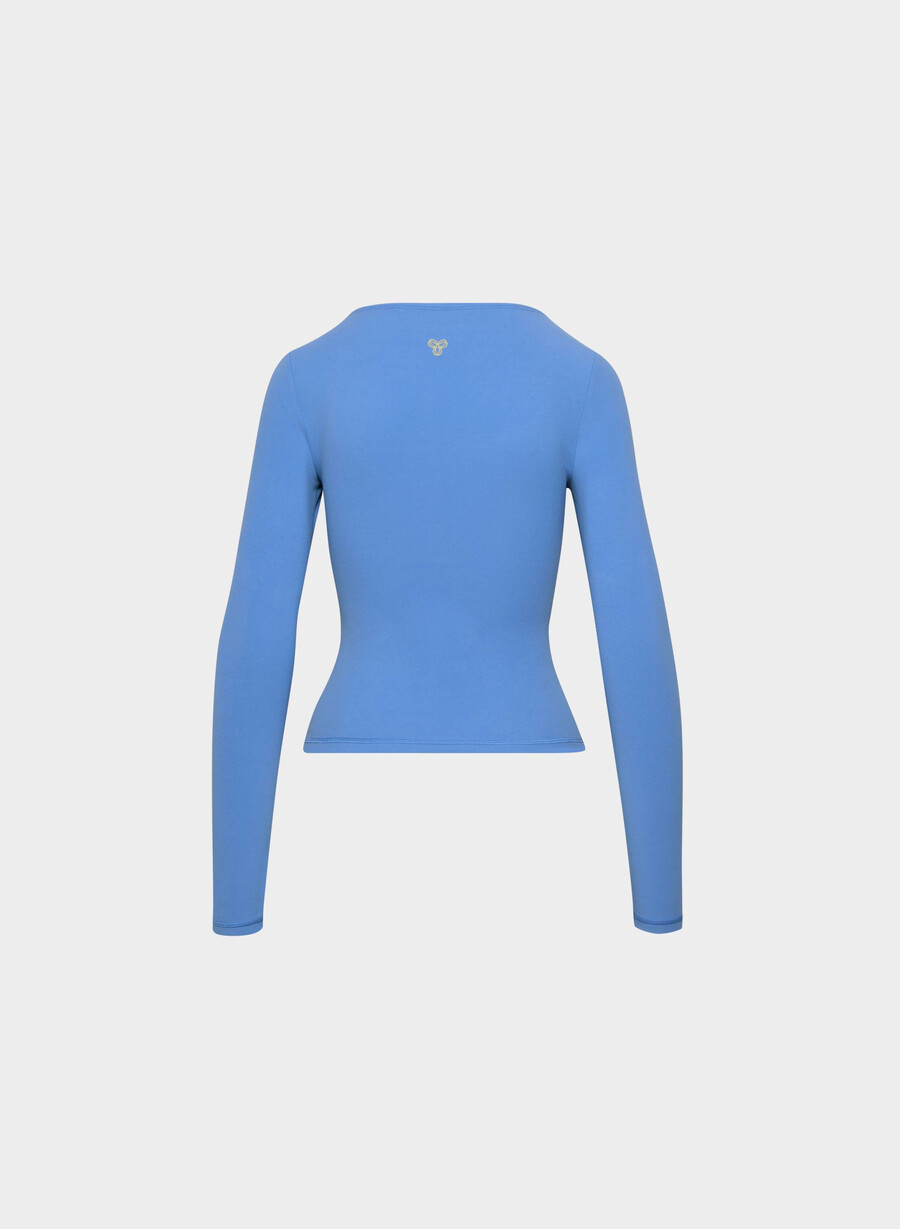 butter essential langarmshirt mit quadratischem ausschnitt franzÖsischblau