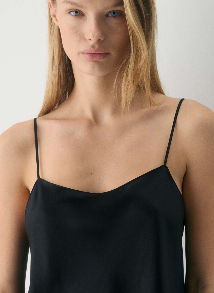 nightside seidenpyjama-top schwarz