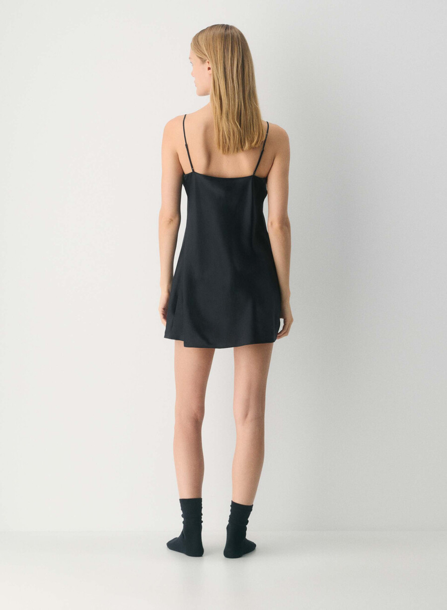 nightside seidenpyjama-unterkleid schwarz