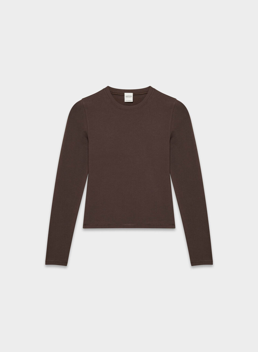 homestretch smooth solo langarmshirt reiches mochabraun