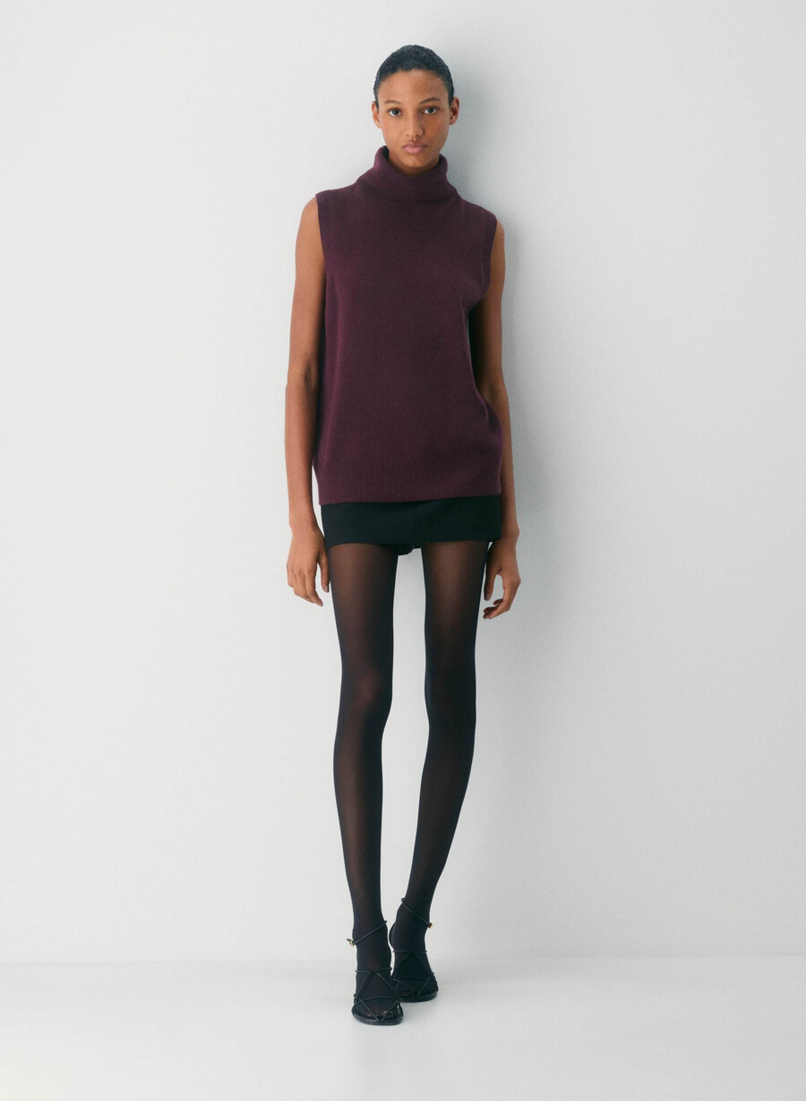 feather cashmere relaxed turtleneck tank tank whisper white