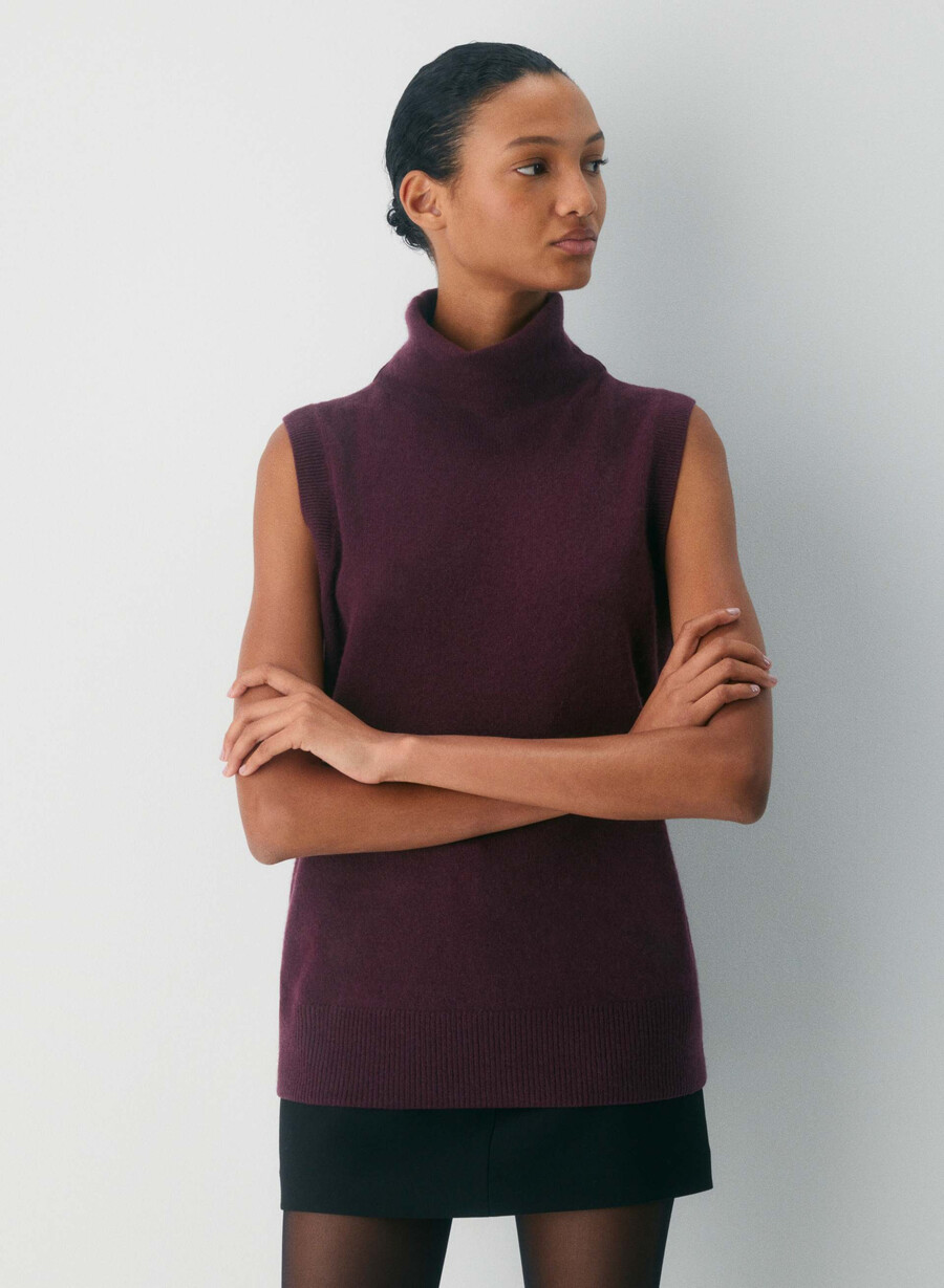 feather cashmere relaxed turtleneck tank tank whisper white