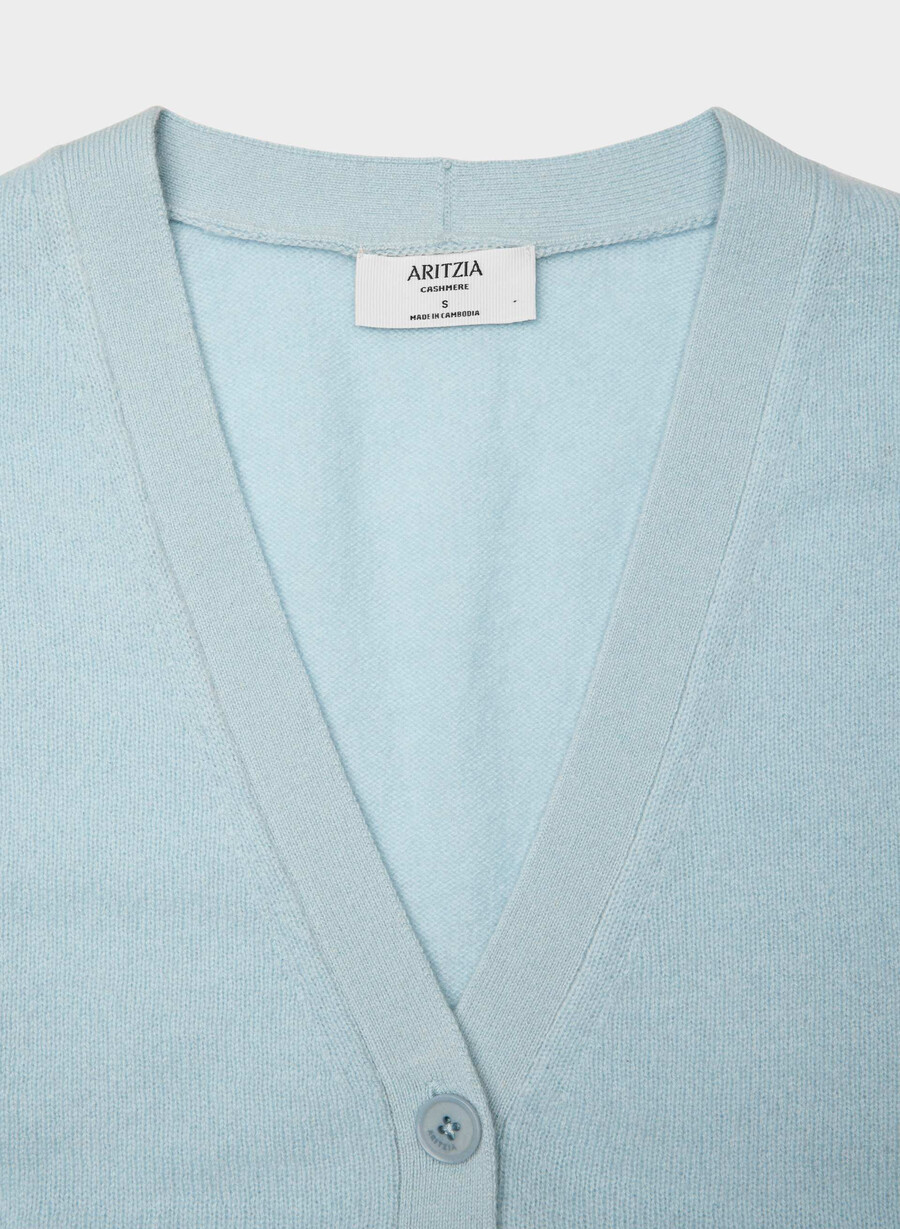kaschmir-cardigan mit v-ausschnitt locker geschnitten federmuster taublau