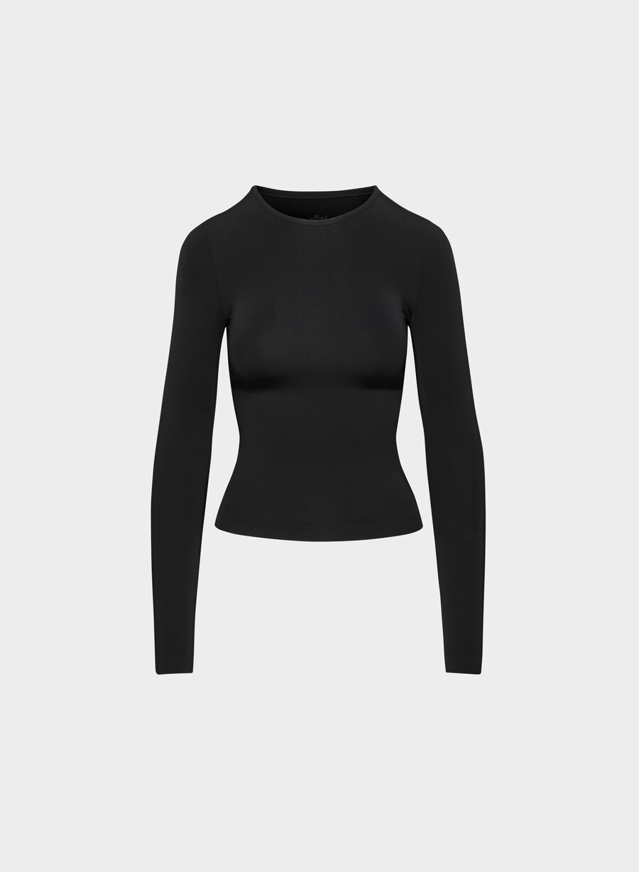 weiches nahtloses hallmark langarmshirt schwarz