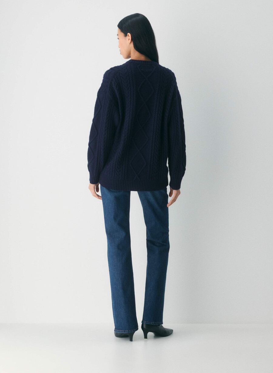 heritage strickpullover aus merinowolle rundhalsausschnitt flüsterweiß