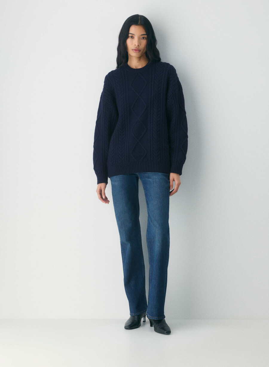 heritage strickpullover aus merinowolle rundhalsausschnitt flüsterweiß