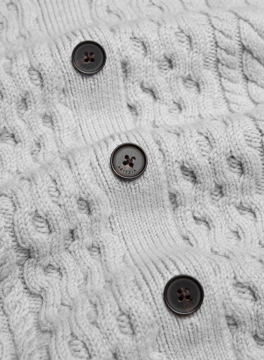 heritage strick-cardigan aus merinowolle meliert chrom