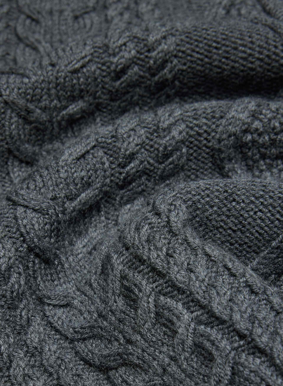 heritage merino-wollpullover mit 14-reißverschluss und hohem bund meliert in anthrazit