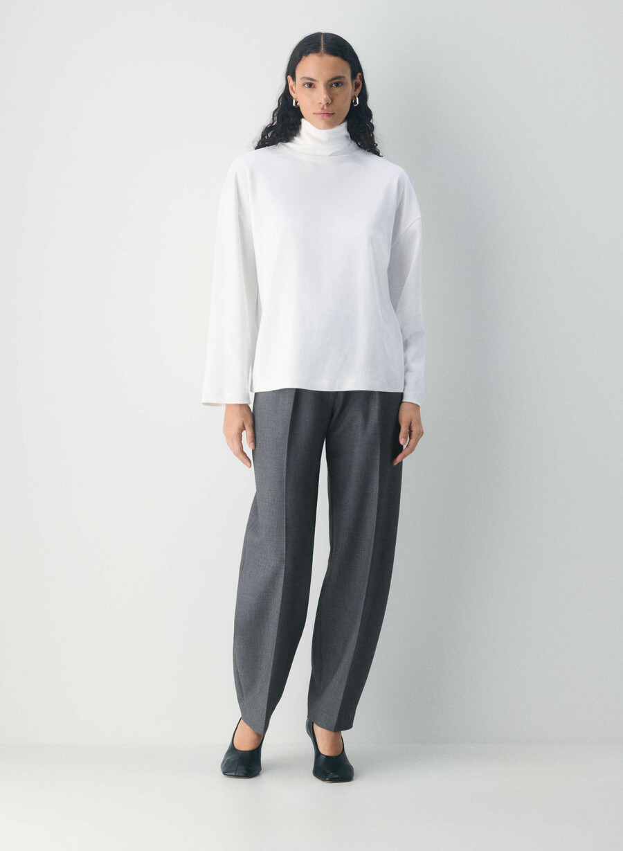interlock baumwoll-rydel-rollkragenpullover weiss