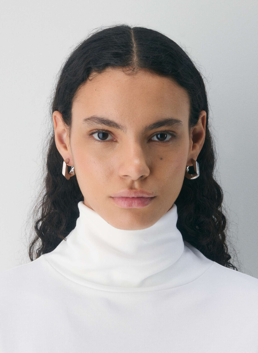 interlock baumwoll-rydel-rollkragenpullover weiss