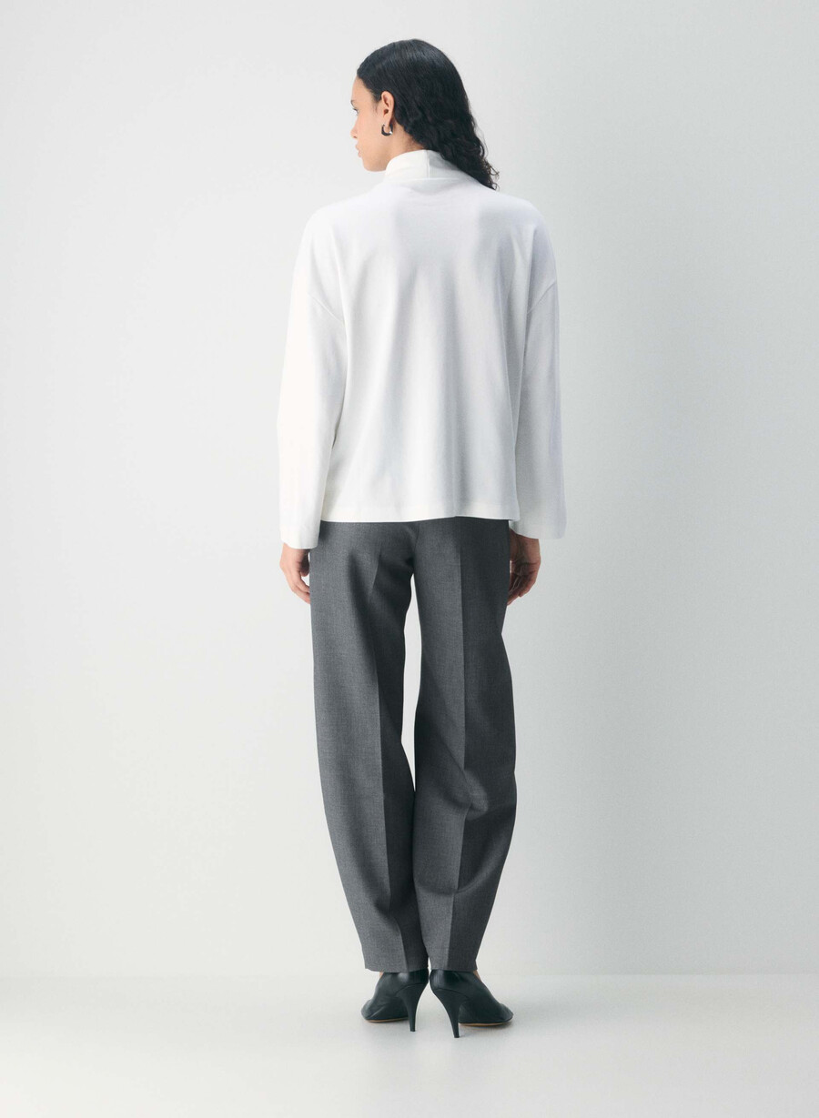 interlock baumwoll-rydel-rollkragenpullover weiss