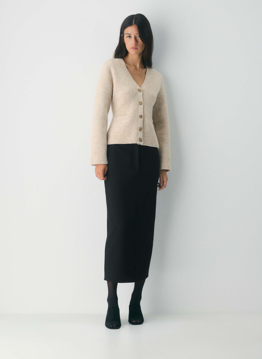 seaport cardigan heather oat beige