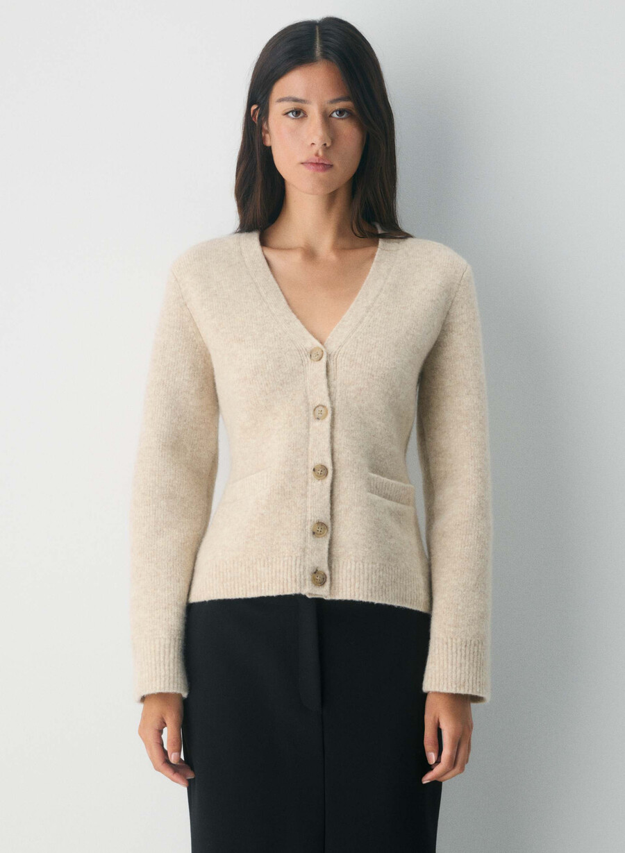 seaport cardigan heather oat beige