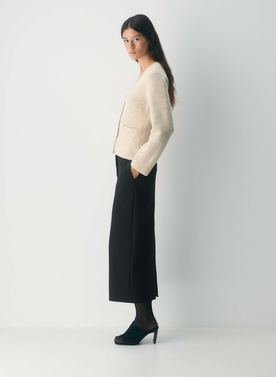 seaport cardigan heather oat beige