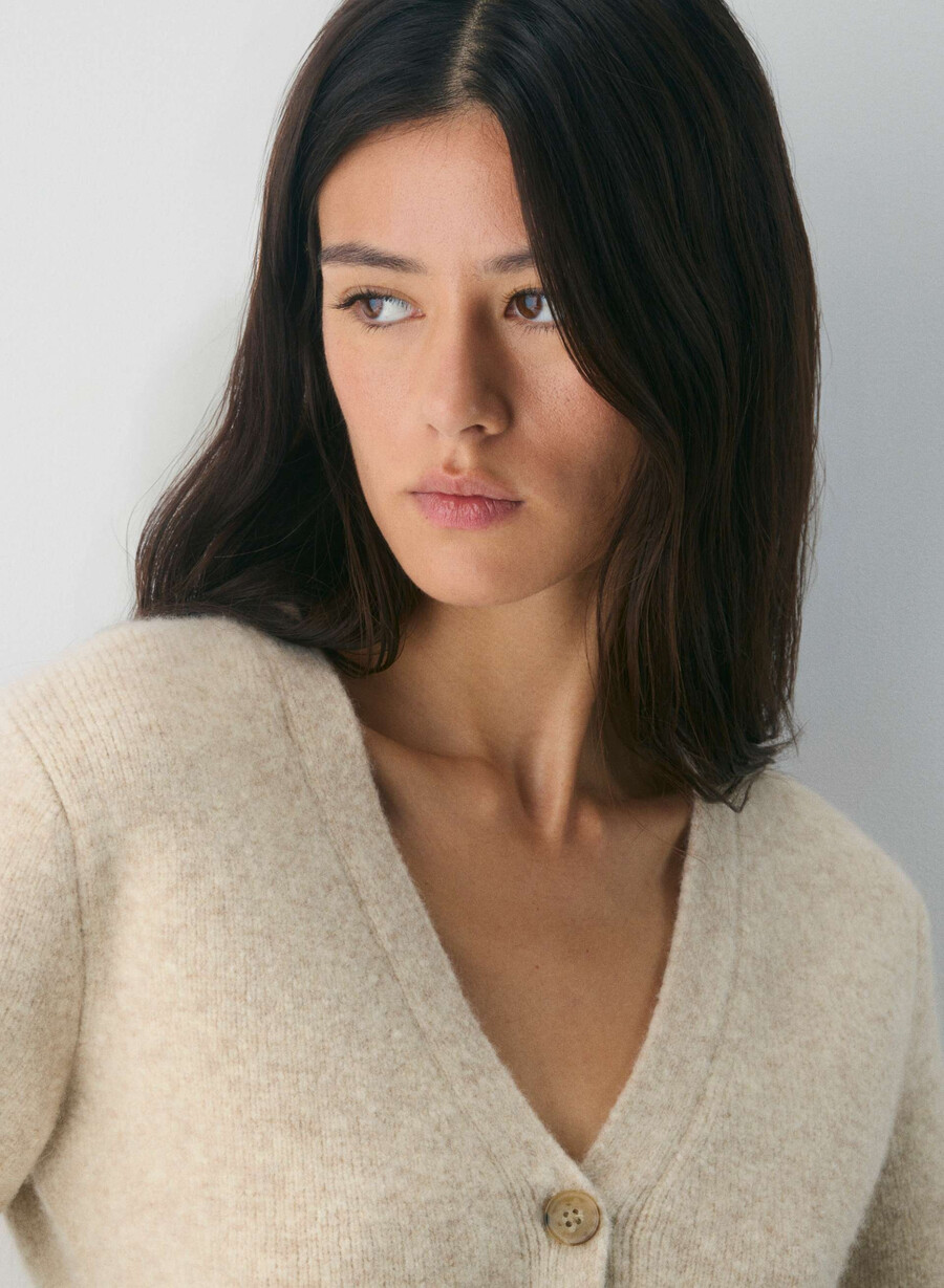 seaport cardigan heather oat beige