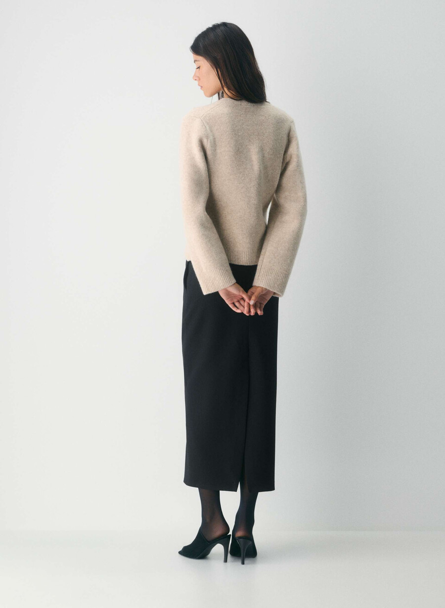seaport cardigan heather oat beige