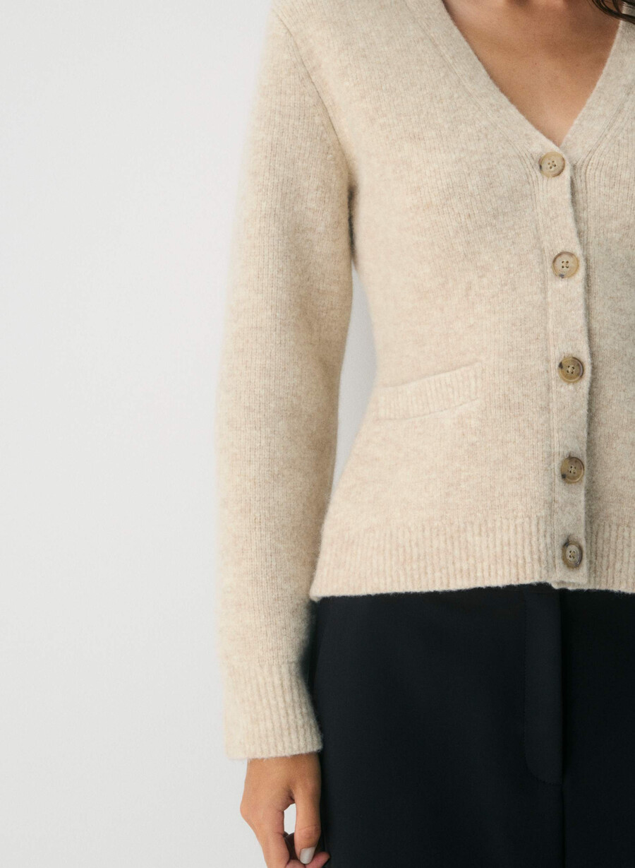 seaport cardigan heather oat beige