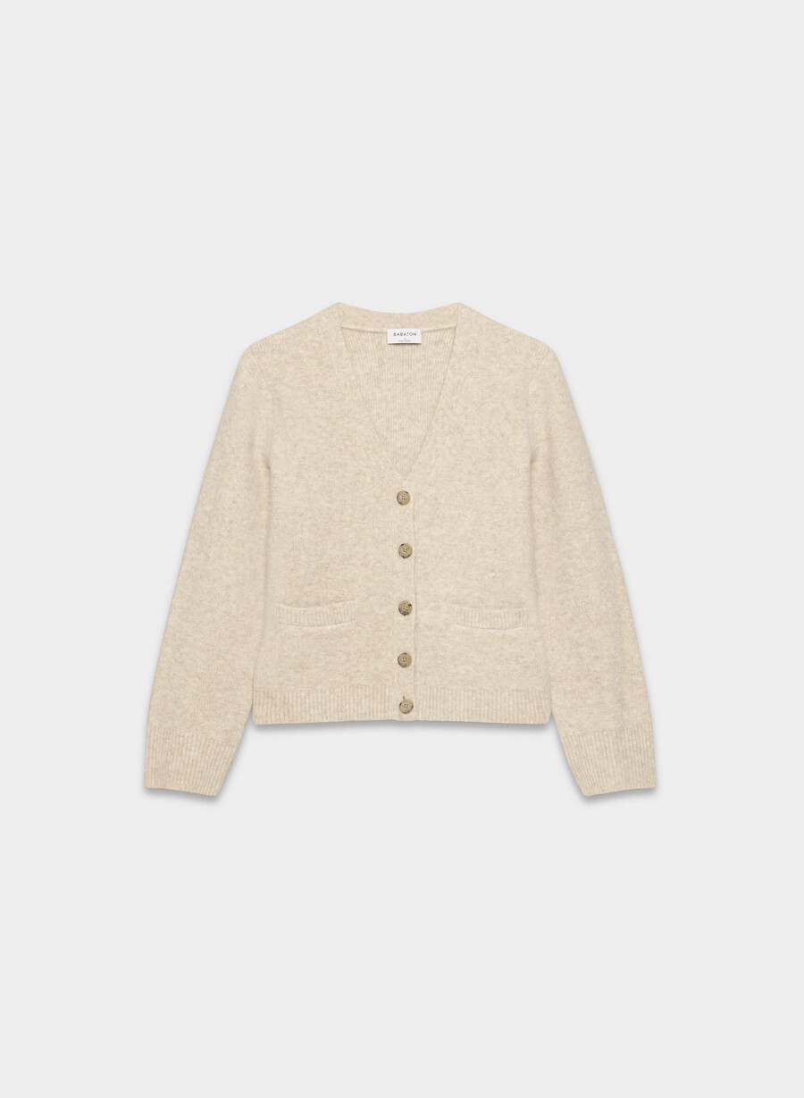 seaport cardigan heather oat beige