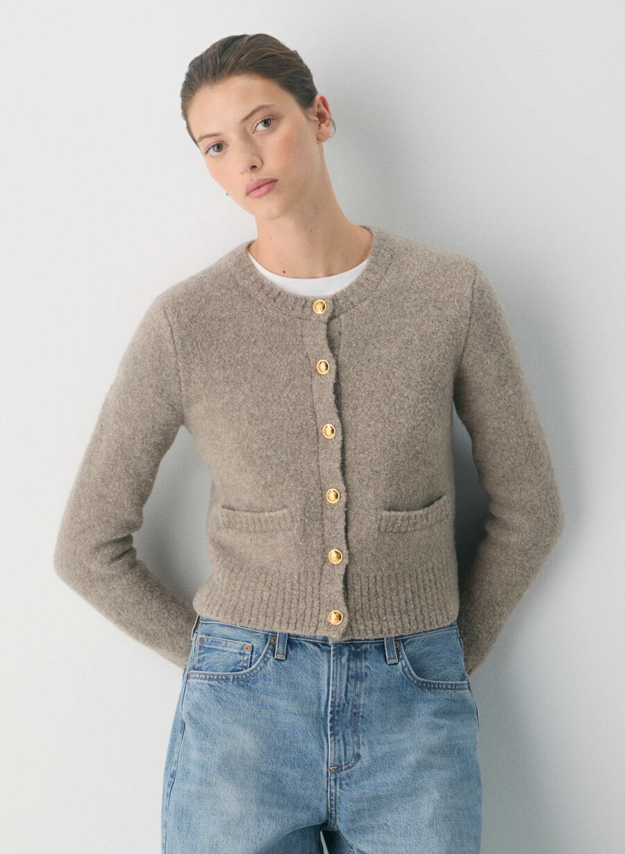 vernon merino-wollstrickjacke hellbirkenfarben